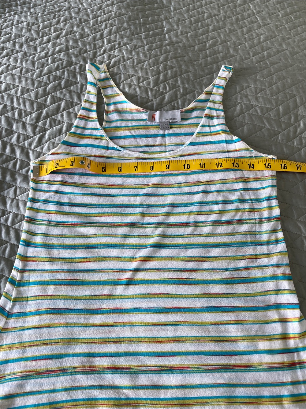 Missoni White Tank Top with Teal, Yellow & Orange Stripes - Picture 8 of 10